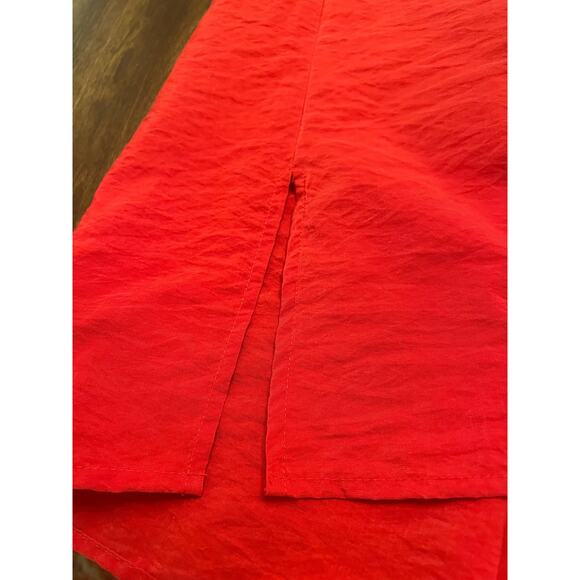 Ali Miles Women's Red Casual Crinkle 3/4 Sleeve Collared Button Front Blouse S - Picture 8 of 11